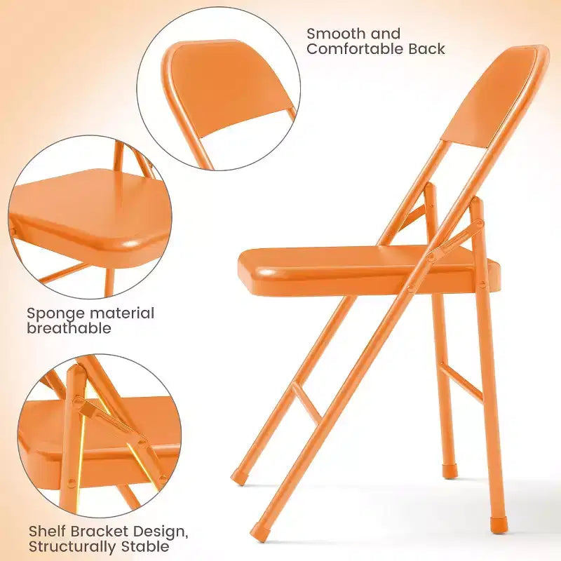 8-Pack Heavy Duty Steel Folding Chairs with Backrest, 350 lb Capacity Portable Metal Dining Chairs for Indoor & Outdoor Events