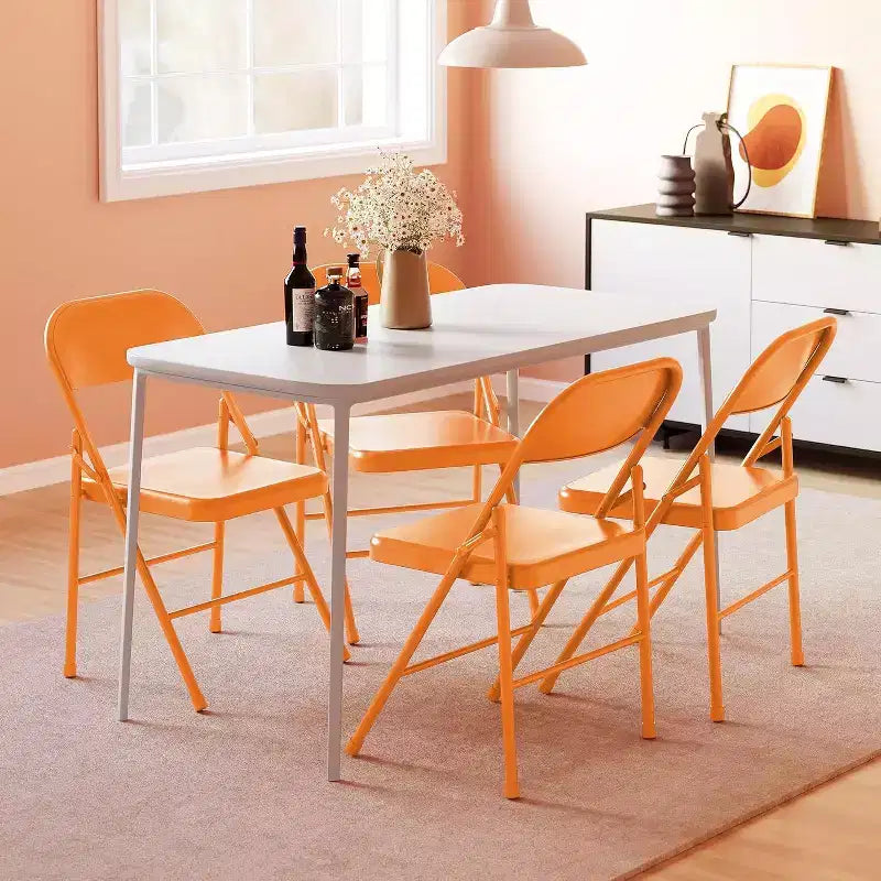 8-Pack Heavy Duty Steel Folding Chairs with Backrest, 350 lb Capacity Portable Metal Dining Chairs for Indoor & Outdoor Events