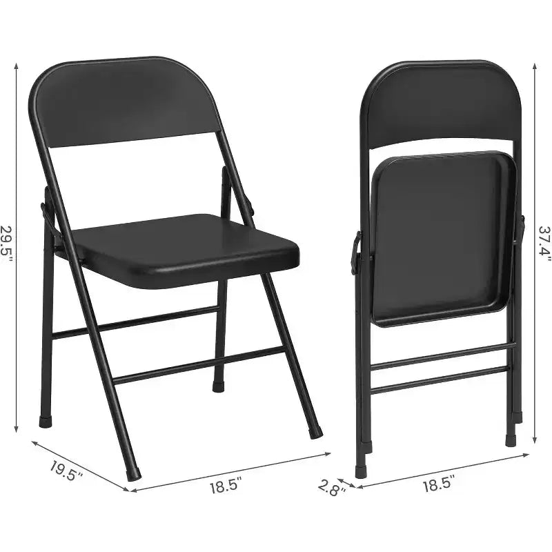 8-Pack Heavy Duty Steel Folding Chairs with Backrest, 350 lb Capacity Portable Metal Dining Chairs for Indoor & Outdoor Events