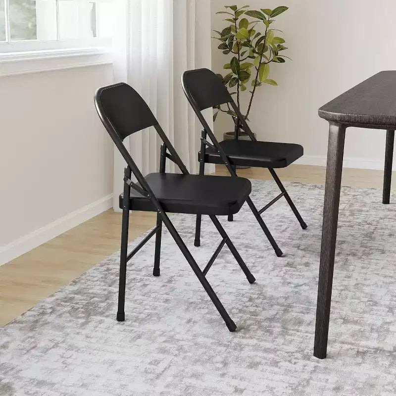 8-Pack Heavy Duty Steel Folding Chairs with Backrest, 350 lb Capacity Portable Metal Dining Chairs for Indoor & Outdoor Events