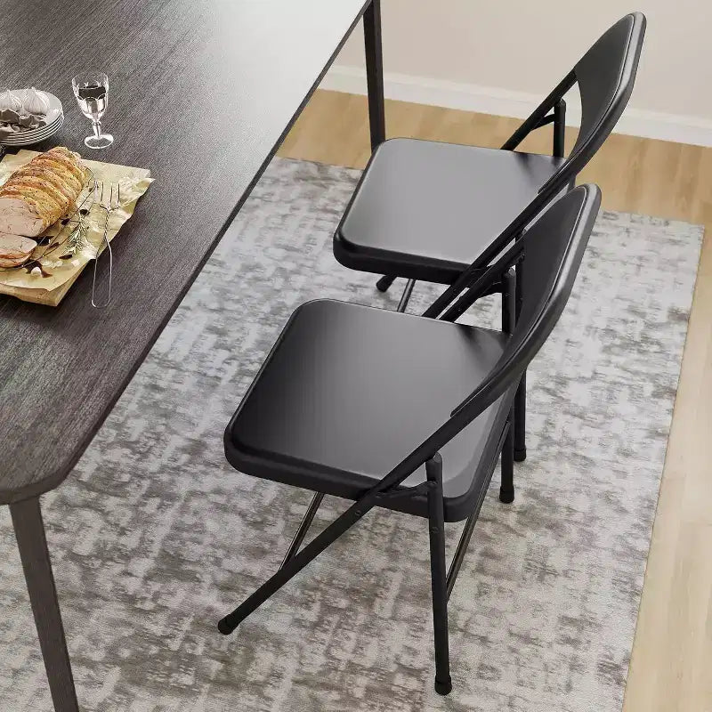 8-Pack Heavy Duty Steel Folding Chairs with Backrest, 350 lb Capacity Portable Metal Dining Chairs for Indoor & Outdoor Events