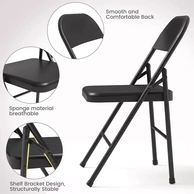 8-Pack Heavy Duty Steel Folding Chairs with Backrest, 350 lb Capacity Portable Metal Dining Chairs for Indoor & Outdoor Events