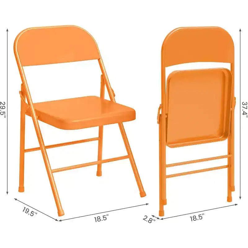 8-Pack Heavy Duty Steel Folding Chairs with Backrest, 350 lb Capacity Portable Metal Dining Chairs for Indoor & Outdoor Events