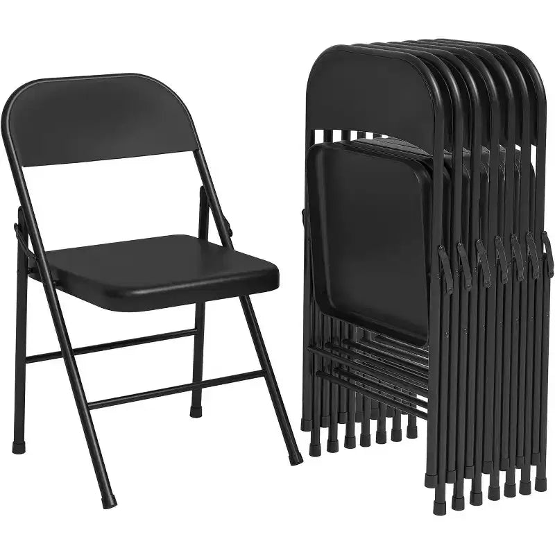 8-Pack Heavy Duty Steel Folding Chairs with Backrest, 350 lb Capacity  Portable Metal Dining Chairs for Indoor & Outdoor Events