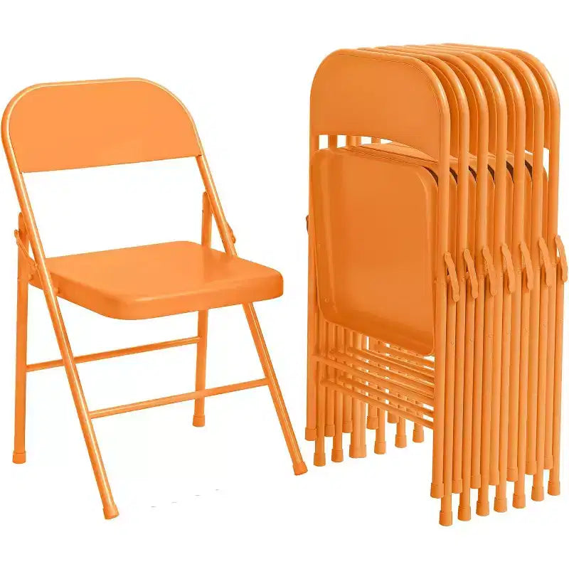 8-Pack Heavy Duty Steel Folding Chairs with Backrest, 350 lb Capacity Portable Metal Dining Chairs for Indoor & Outdoor Events