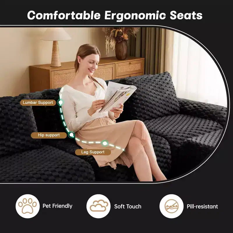 146 Modern Modular Sectional Sofa for Living Room,Flannelette Fabric,Oversized 4-Seater Couch,boneless sofa