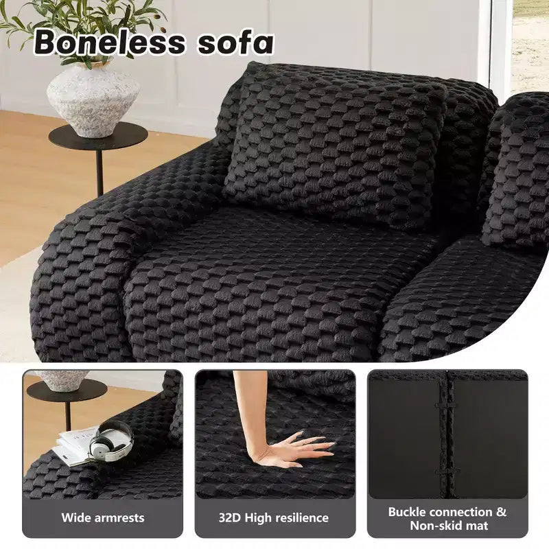 146 Modern Modular Sectional Sofa for Living Room,Flannelette Fabric,Oversized 4-Seater Couch,boneless sofa