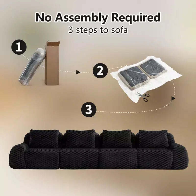 146 Modern Modular Sectional Sofa for Living Room,Flannelette Fabric,Oversized 4-Seater Couch,boneless sofa