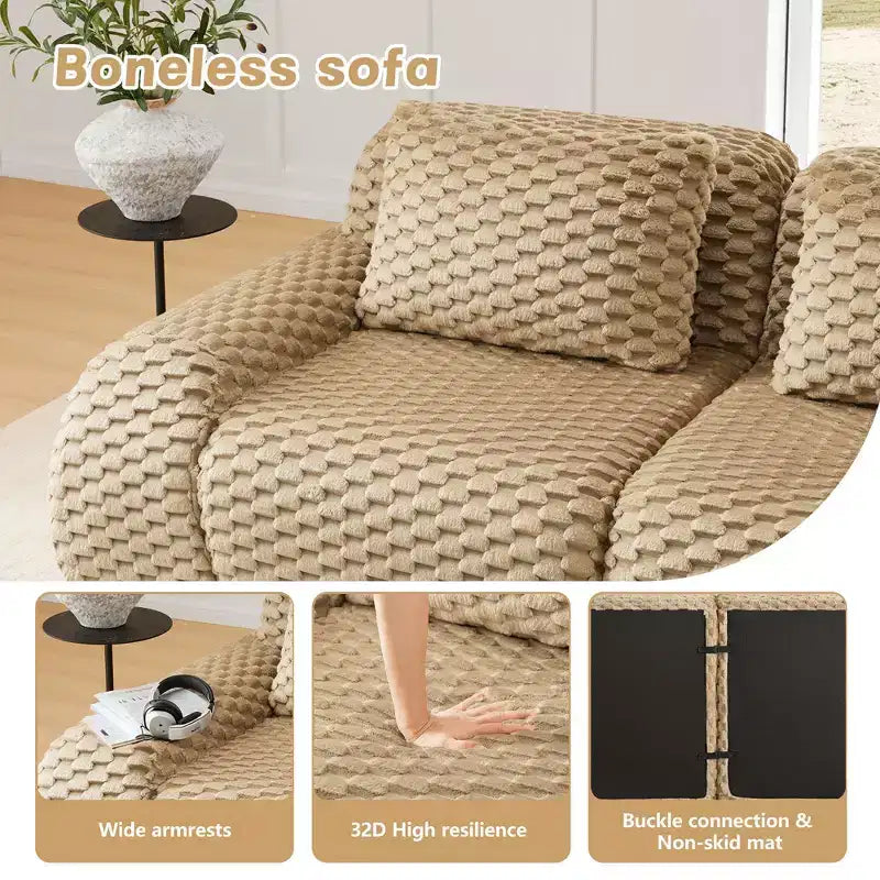 146 Modern Modular Sectional Sofa for Living Room,Flannelette Fabric,Oversized 4-Seater Couch,boneless sofa