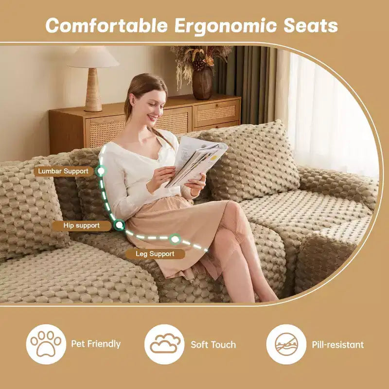 146 Modern Modular Sectional Sofa for Living Room,Flannelette Fabric,Oversized 4-Seater Couch,boneless sofa
