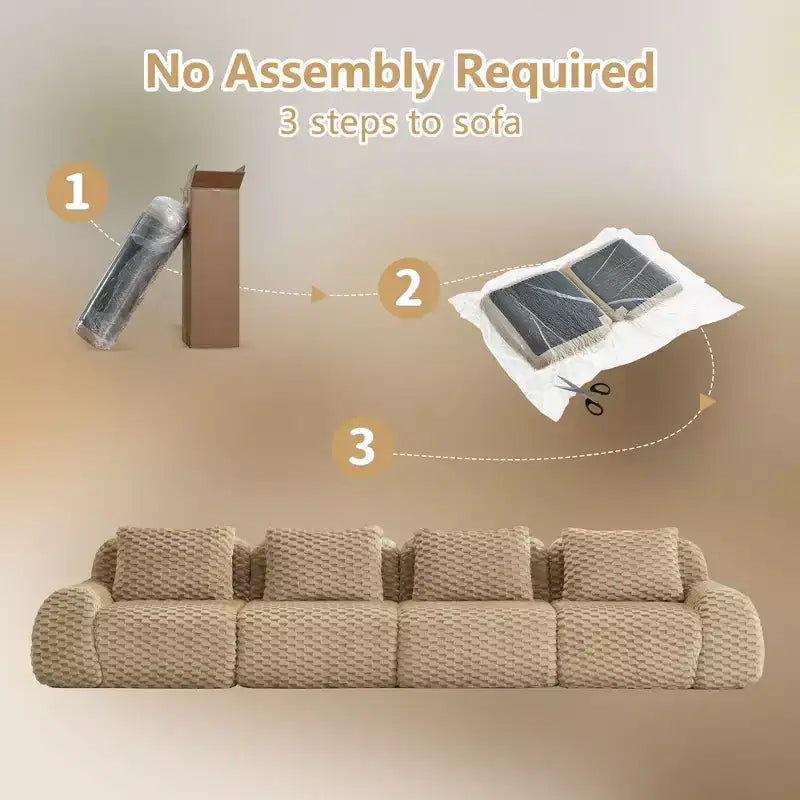 146 Modern Modular Sectional Sofa for Living Room,Flannelette Fabric,Oversized 4-Seater Couch,boneless sofa