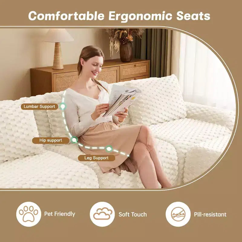 146 Modern Modular Sectional Sofa for Living Room,Flannelette Fabric,Oversized 4-Seater Couch,boneless sofa
