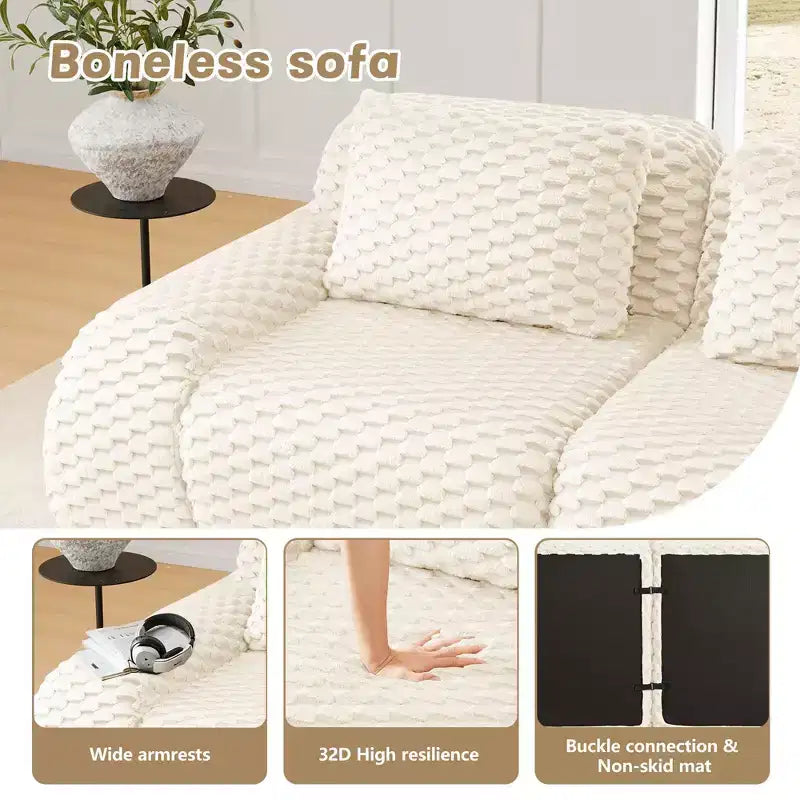 146 Modern Modular Sectional Sofa for Living Room,Flannelette Fabric,Oversized 4-Seater Couch,boneless sofa