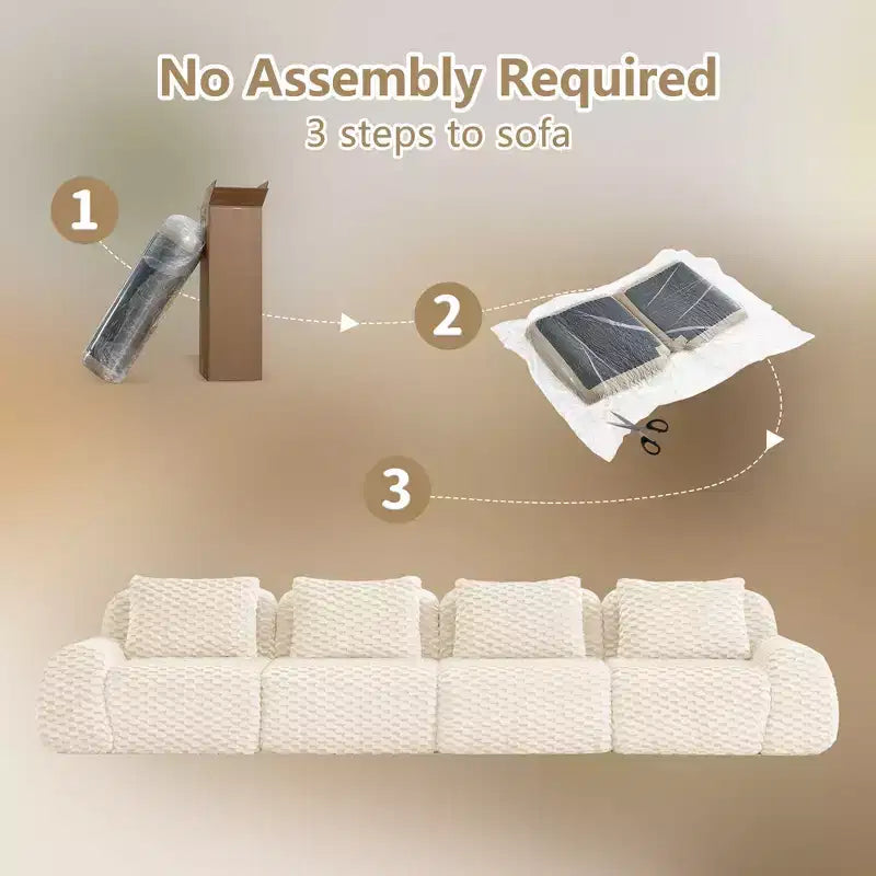 146 Modern Modular Sectional Sofa for Living Room,Flannelette Fabric,Oversized 4-Seater Couch,boneless sofa