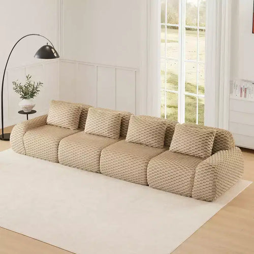146 Modern Modular Sectional Sofa for Living Room,Flannelette Fabric,Oversized 4-Seater Couch,boneless sofa