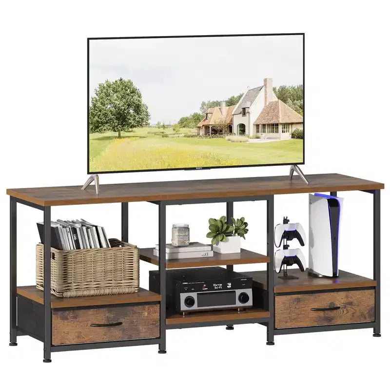TUYOHW 47/63 TV Stand with 2 Drawers &Built-in Outlet,Entertainment Center with Open Shelves for 55-75 TVs,Console Table for Living Room,Bedroom