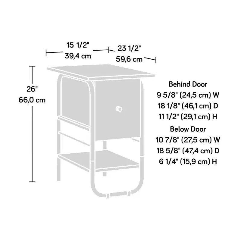 Ellington Vintage Side Table with Concealed Storage and Metal Frame