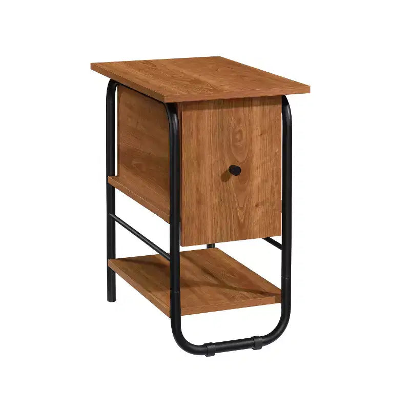 Ellington Vintage Side Table with Concealed Storage and Metal Frame