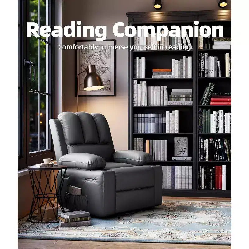 Recliner Chair with Massage & Heat, PU Leather Home Theater Recliner, Lumbar & Arm Support for Living Room
