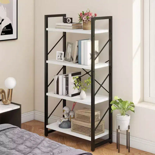 4 Tier Corner Bookcase Wooden Bookshelf Storage Rack Display Home Living Room