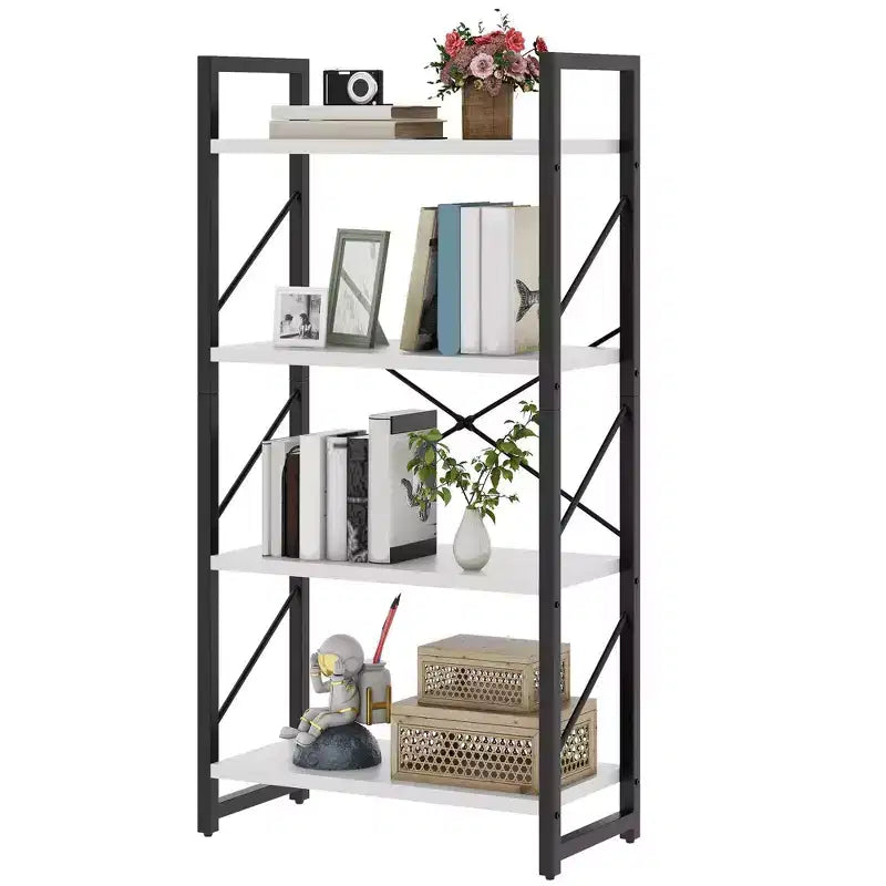 4 Tier Corner Bookcase Wooden Bookshelf Storage Rack Display Home Living Room