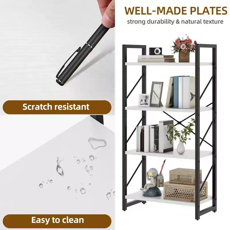 4 Tier Corner Bookcase Wooden Bookshelf Storage Rack Display Home Living Room