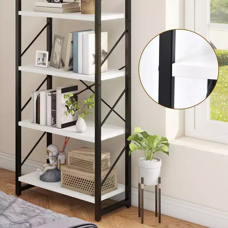 4 Tier Corner Bookcase Wooden Bookshelf Storage Rack Display Home Living Room