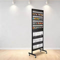 Heavy-Duty Metal Pegboard Display Rack , 2'x5' Floor Standing Organizer with Adjustable T-Base, Wheels & 10 Hooks for Retail, Market, Garage