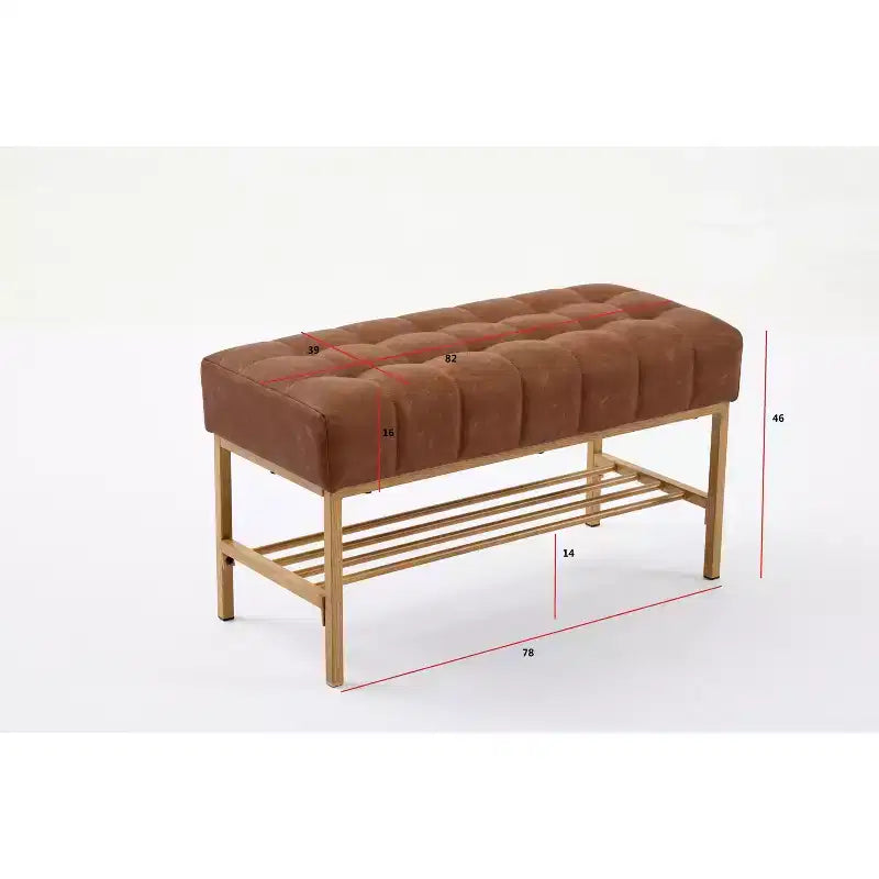 32 Soft Teddy Shoe Bench with Shelf,Modern End-of-Bed Ottoman Bench,Entryway Bench with Storage & Metal Legs,300lbs Capacity