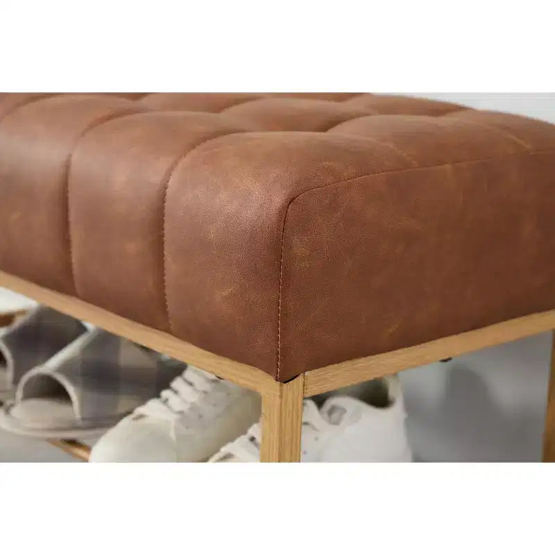 32 Soft Teddy Shoe Bench with Shelf,Modern End-of-Bed Ottoman Bench,Entryway Bench with Storage & Metal Legs,300lbs Capacity