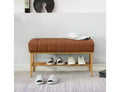 TUYOHW 32 Soft Teddy Shoe Bench with Shelf,Modern End-of-Bed Ottoman Bench,Entryway Bench with Storage & Metal Legs,300lbs Capacity