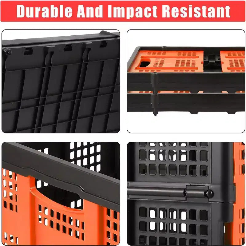 55L Collapsible Milk Crate, Stackable Storage Basket with Handles for Home, Garage, Camping