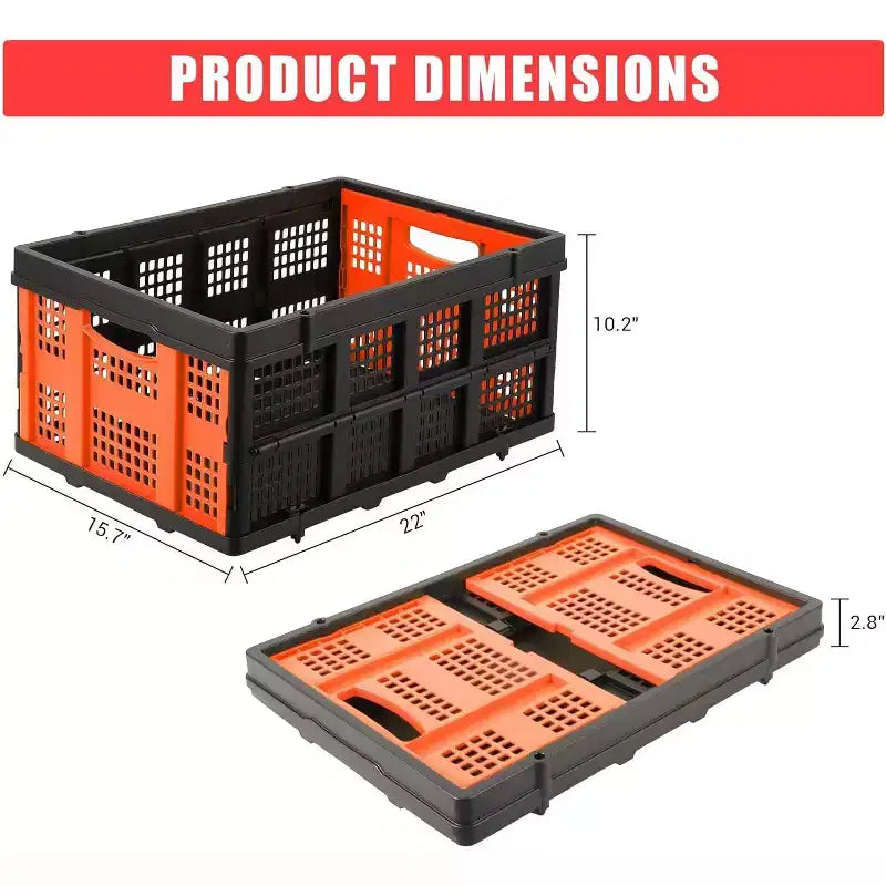 55L Collapsible Milk Crate, Stackable Storage Basket with Handles for Home, Garage, Camping