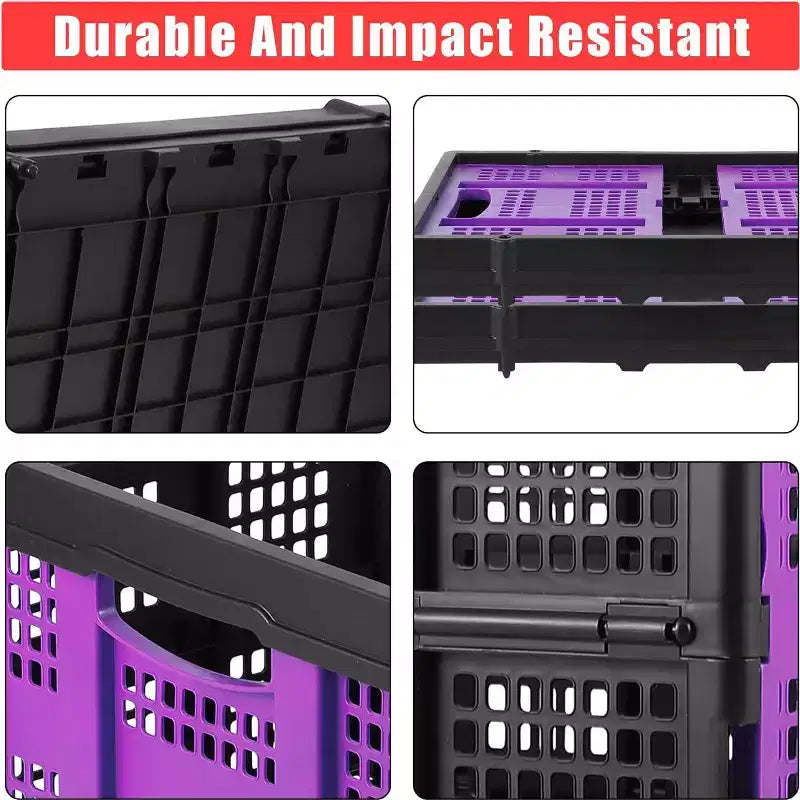 55L Collapsible Milk Crate, Stackable Storage Basket with Handles for Home, Garage, Camping