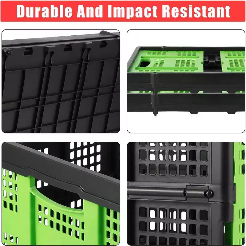 55L Collapsible Milk Crate, Stackable Storage Basket with Handles for Home, Garage, Camping