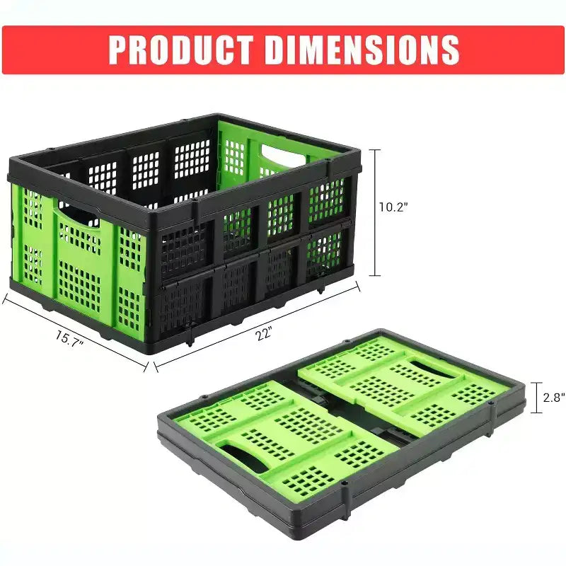 55L Collapsible Milk Crate, Stackable Storage Basket with Handles for Home, Garage, Camping