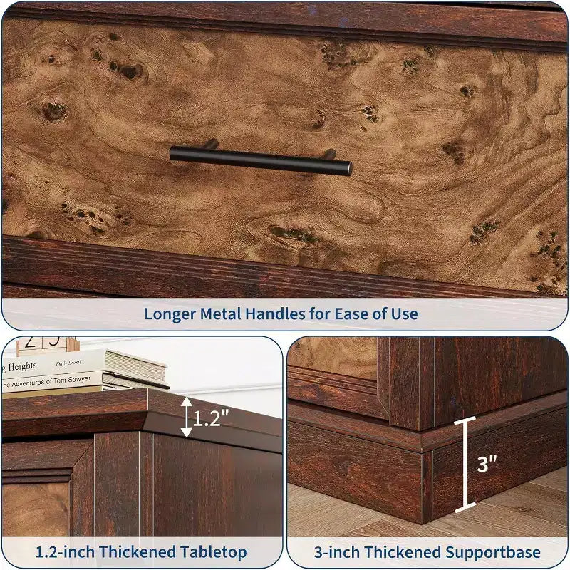 5 Drawer Dresser for Bedroom, Farmhouse Tall Chest of Drawers with Metal Handles, Rustic Wooden Dresser for Living Room, Hallway