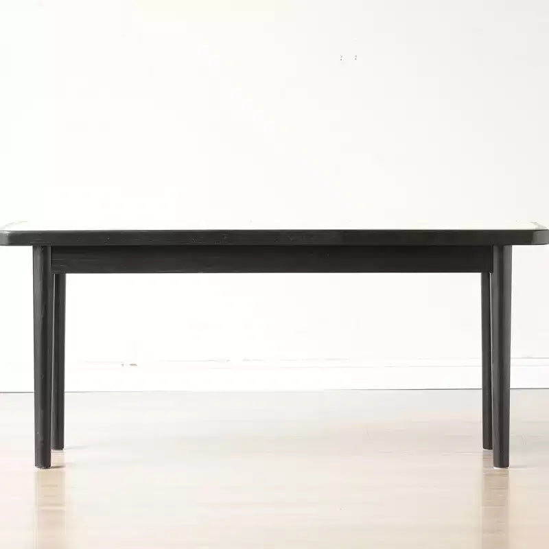 Modern Solid Oak Wood Bench with Rattan for Bedroom, Entryway & Living Room, Black
