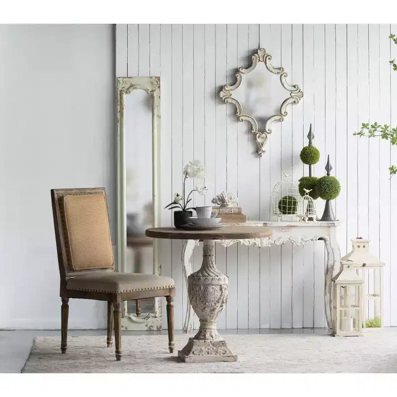 Farmhouse Ornate Wall Mirror, Artistic Home Accent Decor, Vertical/Horizontal Hanging for Living Room, Bedroom, Entryway Decoration
