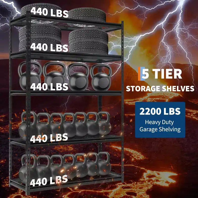 Heavy Duty Garage Shelving Unit 48''L18''W72''H - 2500 LBS Load Capacity Adjustable Metal Storage Shelves, Durable Organizer
