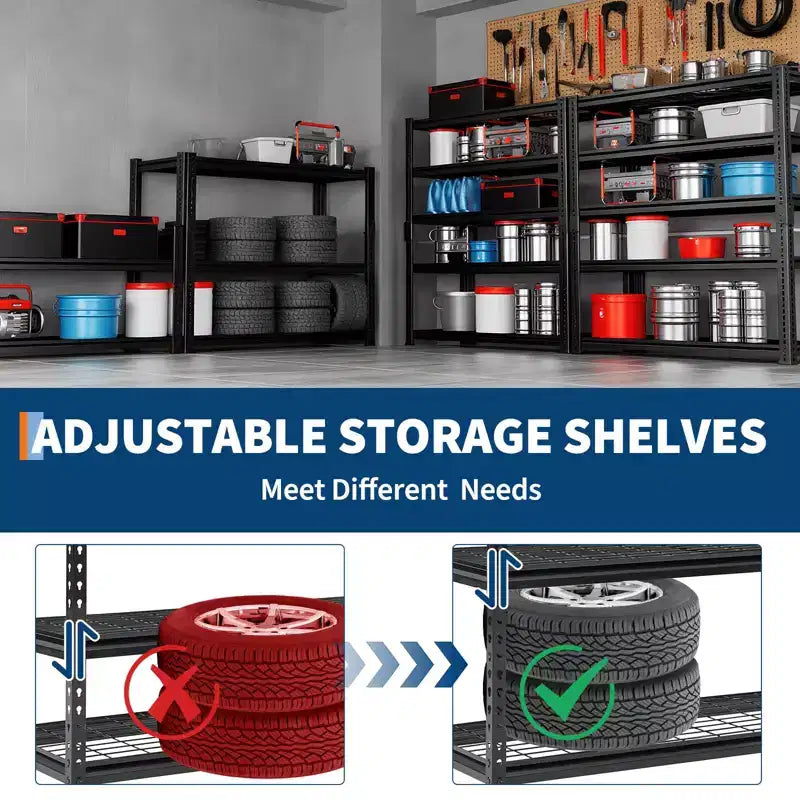 Heavy Duty Garage Shelving Unit 48''L18''W72''H - 2500 LBS Load Capacity Adjustable Metal Storage Shelves, Durable Organizer