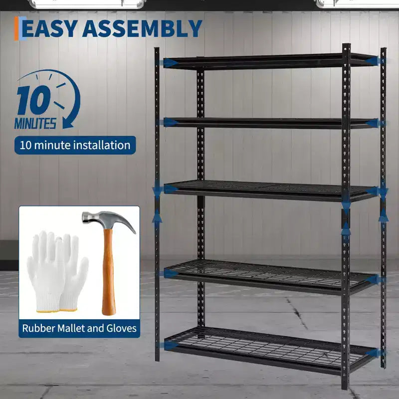 Heavy Duty Garage Shelving Unit 48''L18''W72''H - 2500 LBS Load Capacity Adjustable Metal Storage Shelves, Durable Organizer