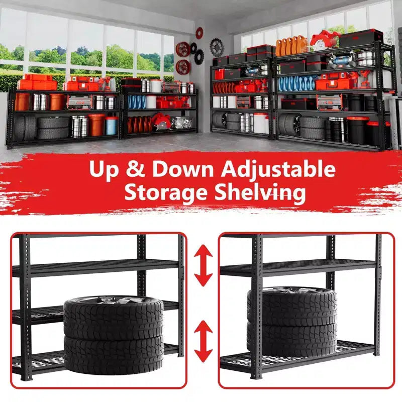 Heavy Duty Garage Shelving Unit 48''L18''W72''H - 2500 LBS Load Capacity Adjustable Metal Storage Shelves, Durable Organizer