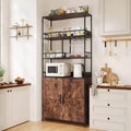70.8 Industrial Bar Cabinet, 5 Tier Freestanding Wine Rack with Cabinet & Glass Holder, Tall Kitchen Storage Shelf, Liquor Organizer, Baker's Rack