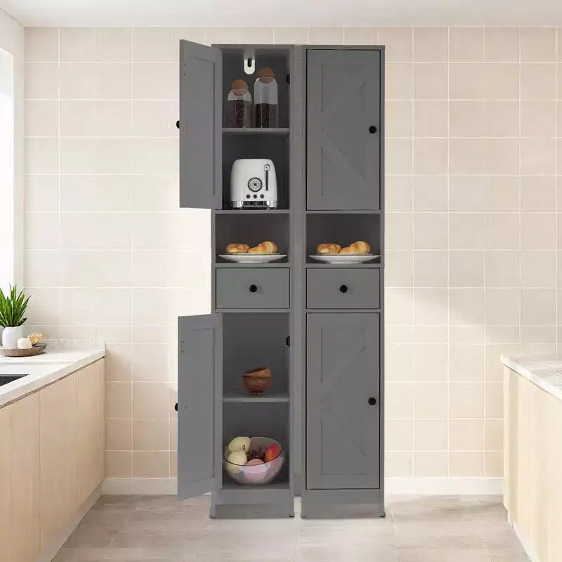 Tall Bathroom Cabinet with 2 Adjustable Shelves, Freestanding Storage Organizer with Anti-Tip Safety for Bathroom, Kitchen or Hallway