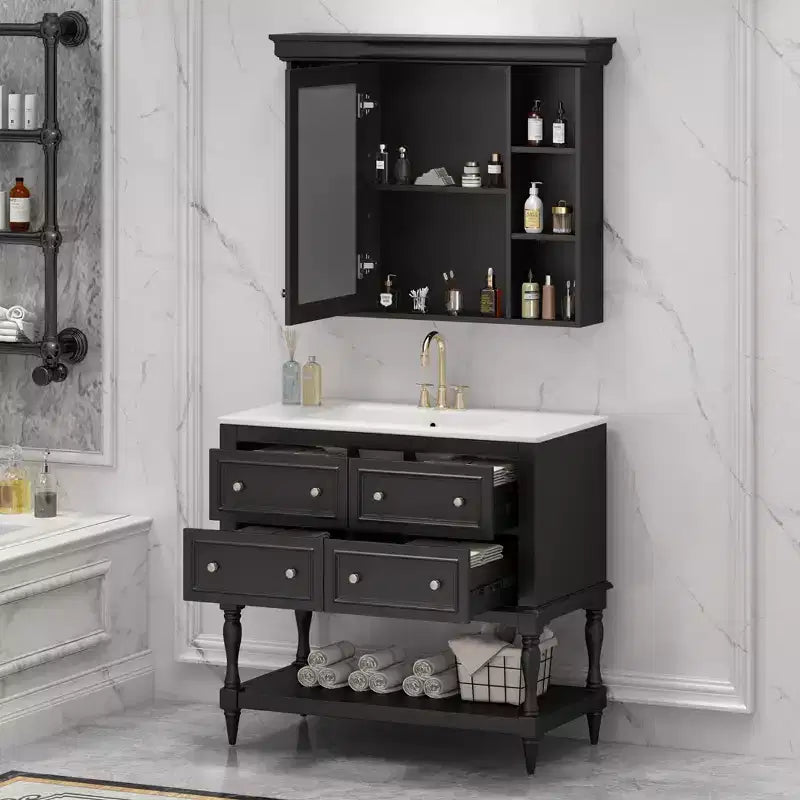 36 Bathroom Vanity Sink Combo, Bathroom Mirror Cabinet with Adjustable Shelf, Bathroom storage Cabinet with Drawers