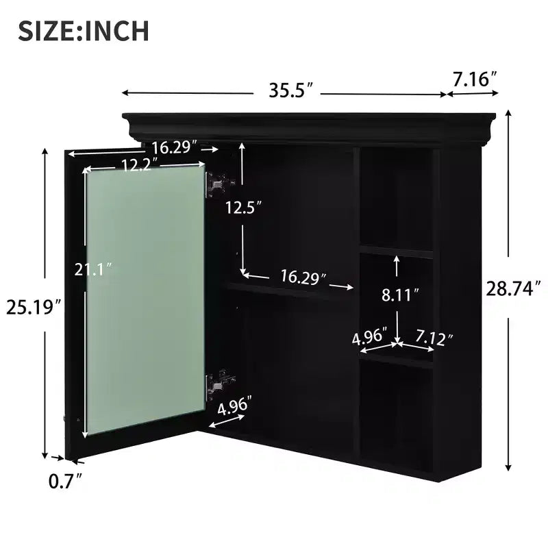 36 Bathroom Vanity Sink Combo, Bathroom Mirror Cabinet with Adjustable Shelf, Bathroom storage Cabinet with Drawers