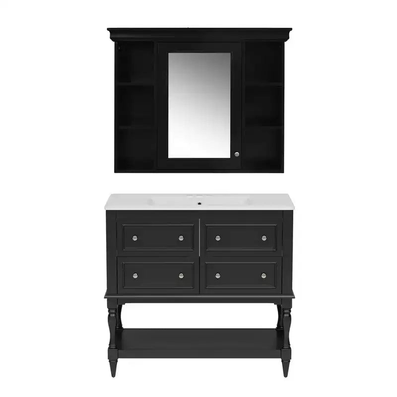 36 Bathroom Vanity Sink Combo, Bathroom Mirror Cabinet with Adjustable Shelf, Bathroom storage Cabinet with Drawers