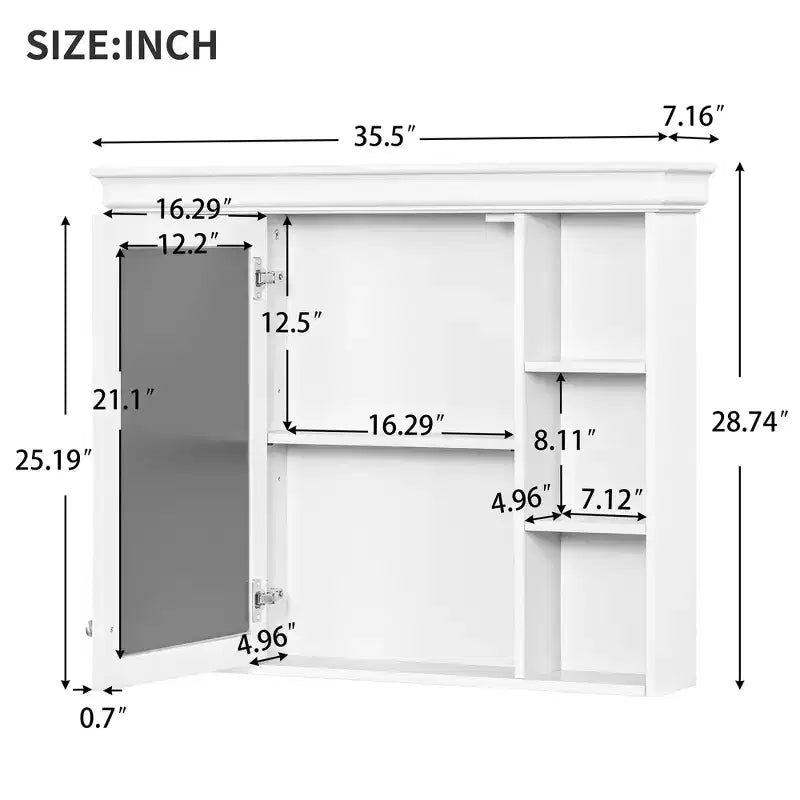36 Bathroom Vanity Sink Combo, Bathroom Mirror Cabinet with Adjustable Shelf, Bathroom storage Cabinet with Drawers
