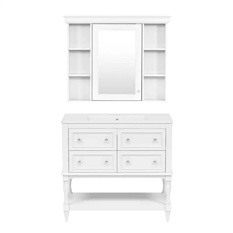 36 Bathroom Vanity Sink Combo, Bathroom Mirror Cabinet with Adjustable Shelf, Bathroom storage Cabinet with Drawers
